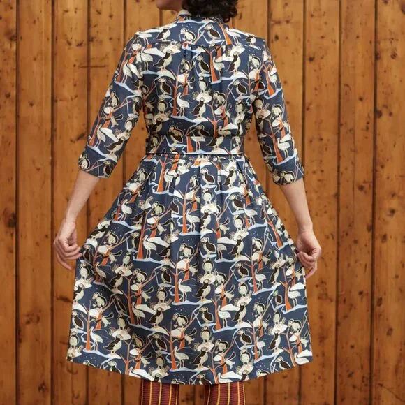Palava Cynthia Dress in Blue Puffins - Picture 2 of 14